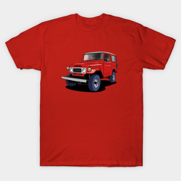 Toyota Land Cruiser (J40) truck in red T-Shirt by Webazoot